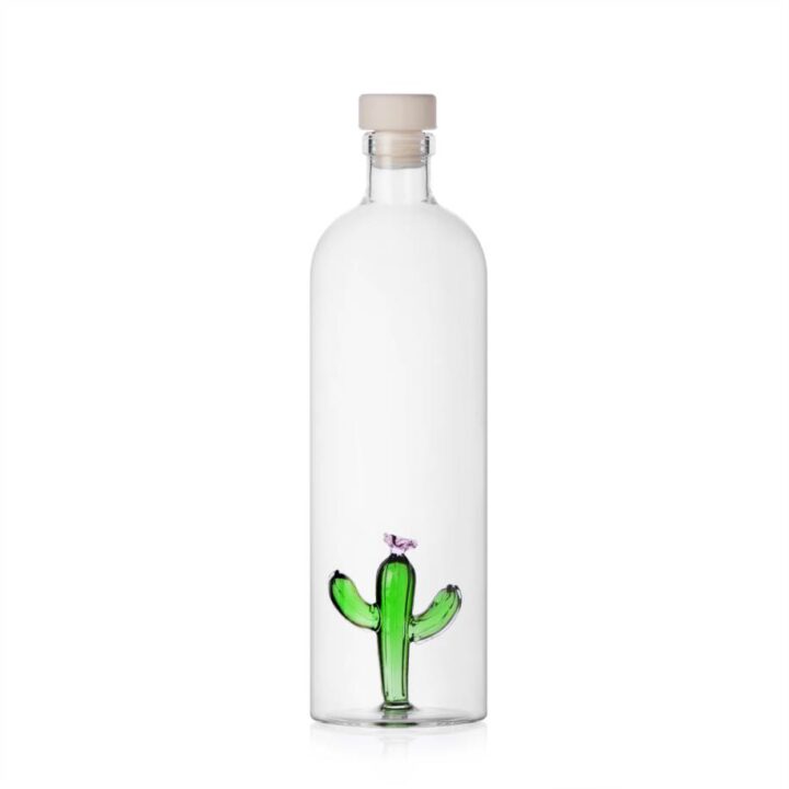 Bouteille avec Cactus vert Fleur Rose – Ichendorf Milano