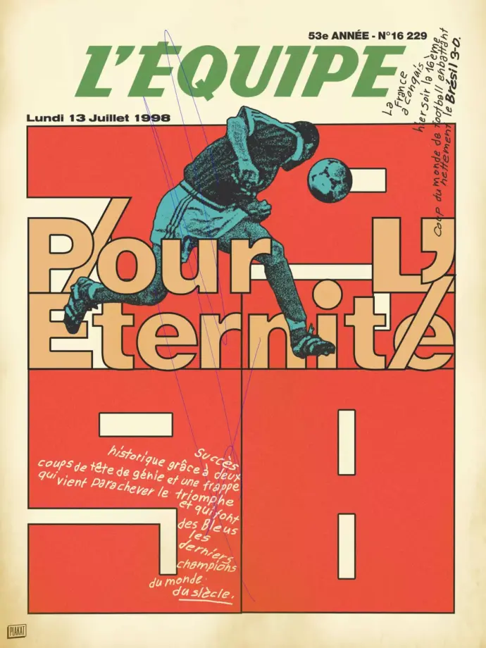 Affiche L&rsquo;Equipe Vintage France 98 &#8211; Kubbick (Plakat)