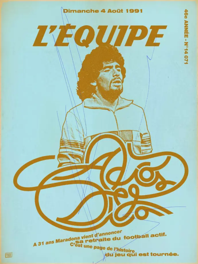 Affiche L&rsquo;Equipe Vintage Maradona &#8211; Kubbick (Plakat)