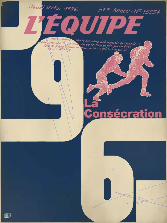 Affiche L&rsquo;Equipe Vintage PSG 96 &#8211; Kubbick (Plakat)
