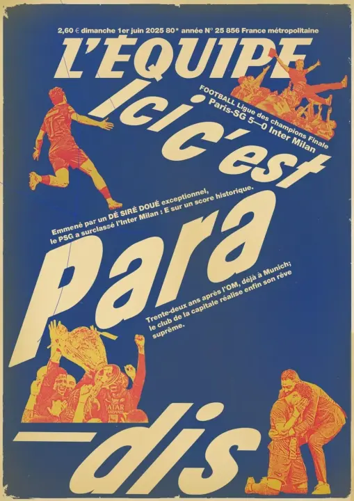 Affiche L&rsquo;Equipe PSG 2025 Ligue des Champions &#8211; Kubbick (Plakat)