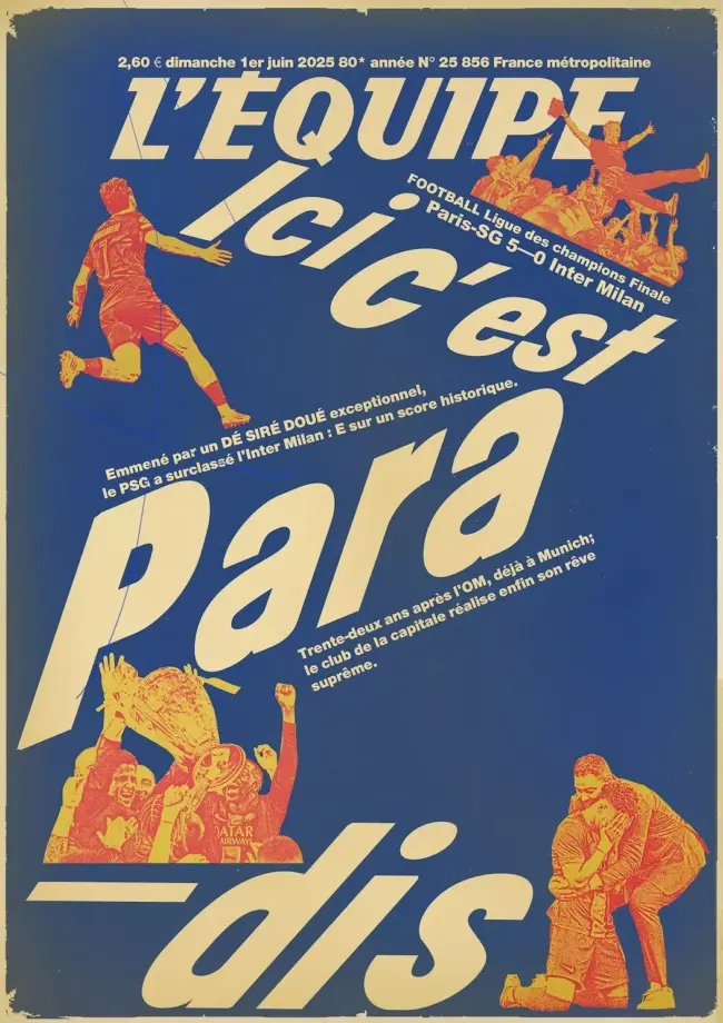 Affiche L&rsquo;Equipe PSG 2025 Ligue des Champions &#8211; Kubbick (Plakat)