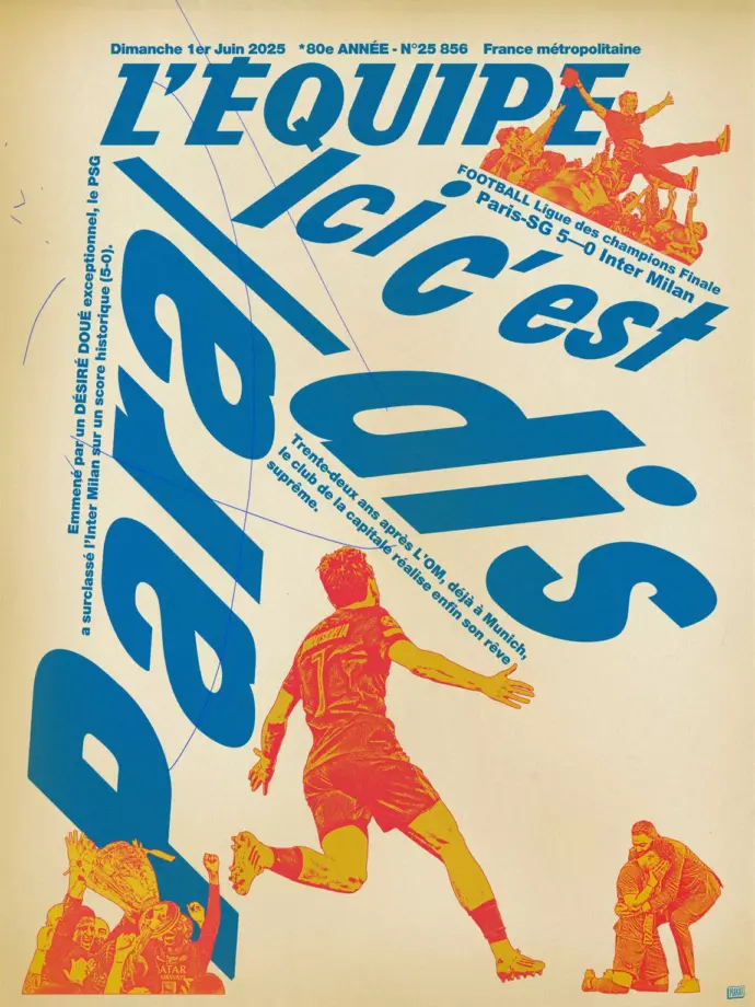 Affiche L&rsquo;Equipe PSG 2025 Ligue des Champions &#8211; Kubbick (Plakat)