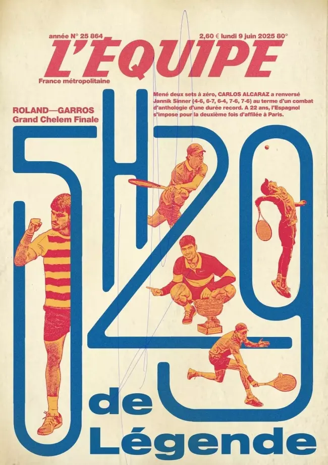 Affiche L&rsquo;Equipe Vintage Rollang Garros 2025 &#8211; Kubbick (Plakat)