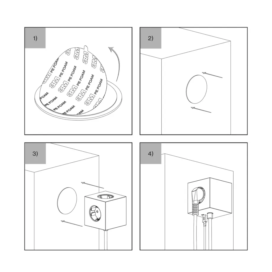 Multiprise avec Cable Square 1 Blanc 3m – AVOLT