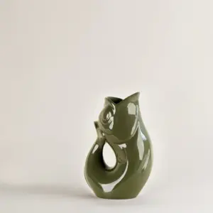 Carafe Glouglou Kaki Brillant en céramique