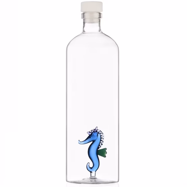Bouteille en Verre Hippocampe Bleu – Ichendorf Milano