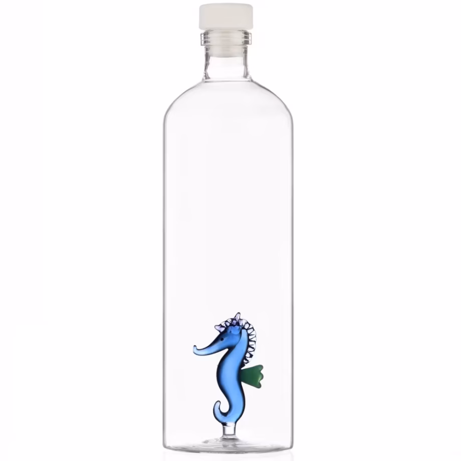 Bouteille en Verre Hippocampe Bleu – Ichendorf Milano
