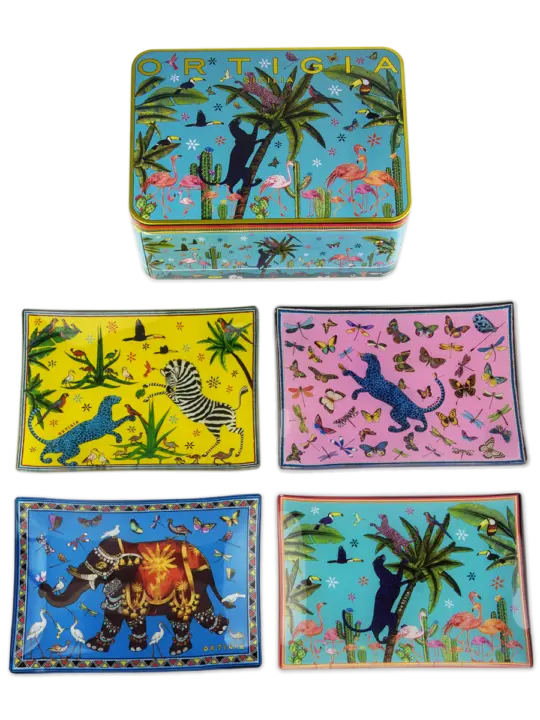 Coffret de 4 Plats en Verre « Jungle » – Ortigia Sicilia