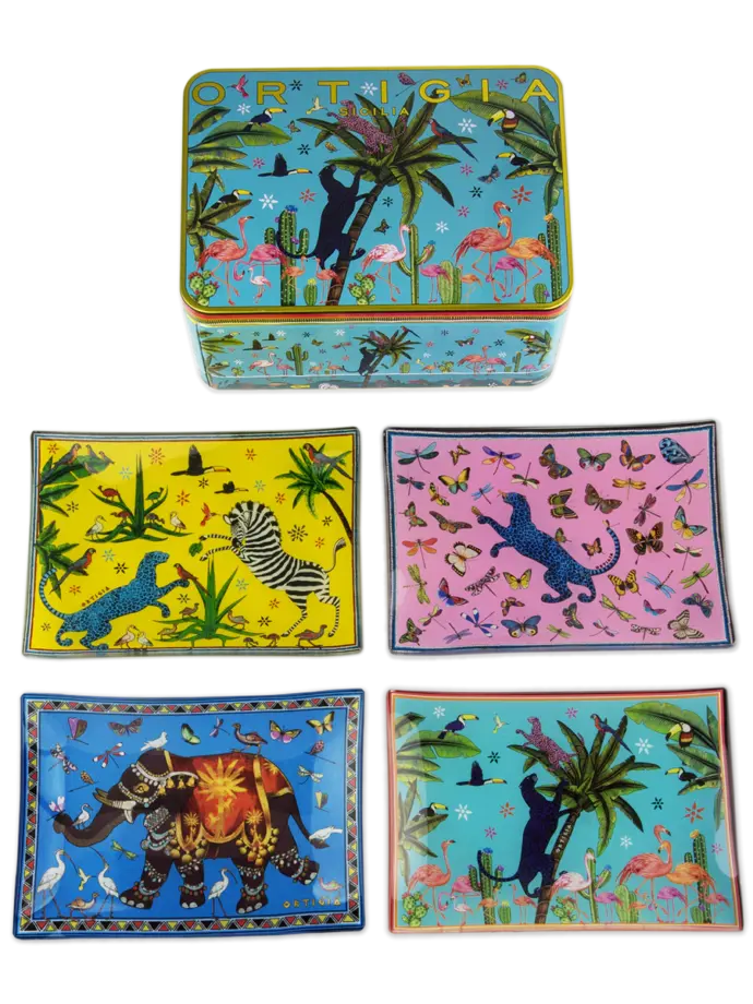 Coffret de 4 Plats en Verre « Jungle » – Ortigia Sicilia