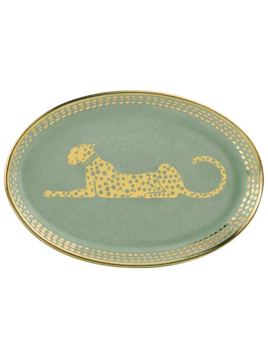 Plat Ovale en Verre « Green Spotty »- Ortigia Sicilia