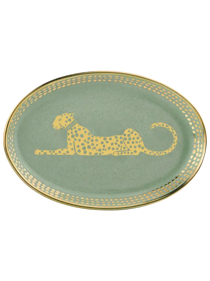 Plat Ovale en Verre « Green Spotty »- Ortigia Sicilia