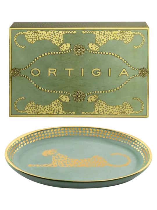 Plat Ovale en Verre « Green Spotty »- Ortigia Sicilia