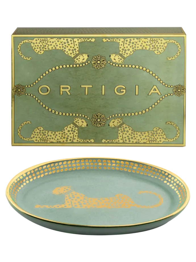 Plat Ovale en Verre « Green Spotty »- Ortigia Sicilia