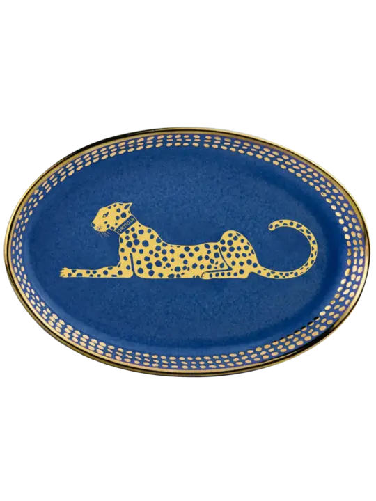 Plat Ovale en Verre « Blue Spotty »- Ortigia Sicilia