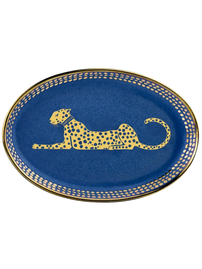 Plat Ovale en Verre « Blue Spotty »- Ortigia Sicilia