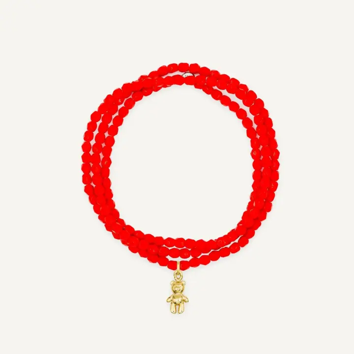 Bracelet 3 tours Rouge Doudou Dédé Doré – Têtes Blondes