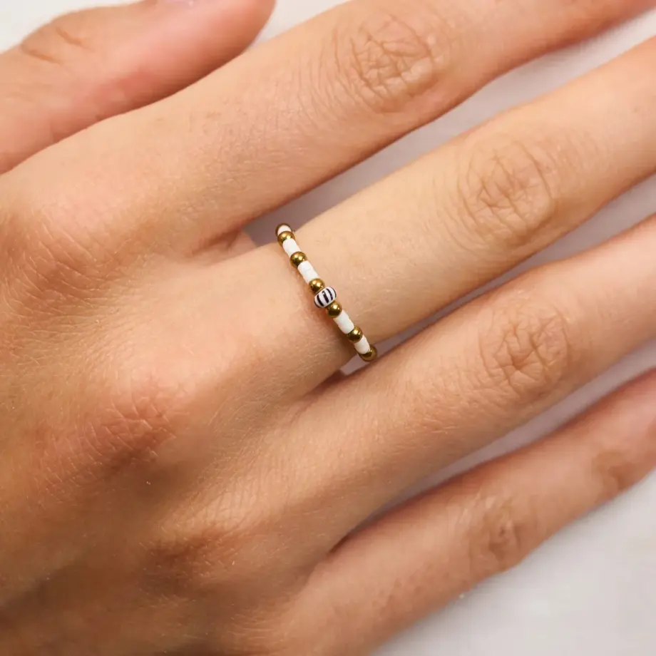 Bague Bliss Blanche – Têtes Blondes