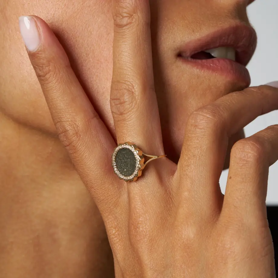 Bague Candor Ronde Pyrite Or – Leo Sedim
