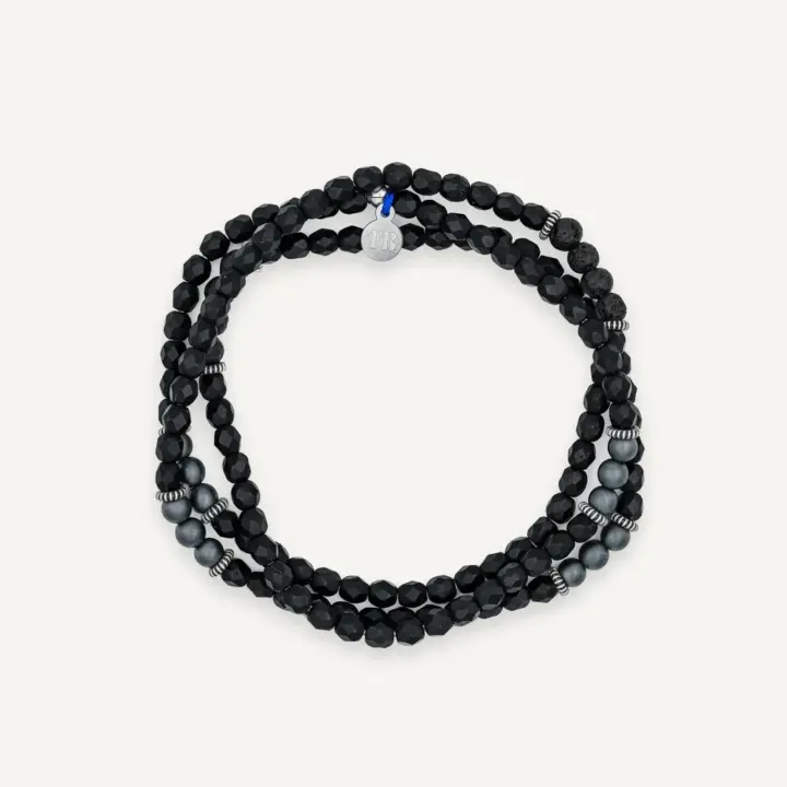 Bracelet Collier 3 tours Gentleman Silver Noir – Tête Blonde
