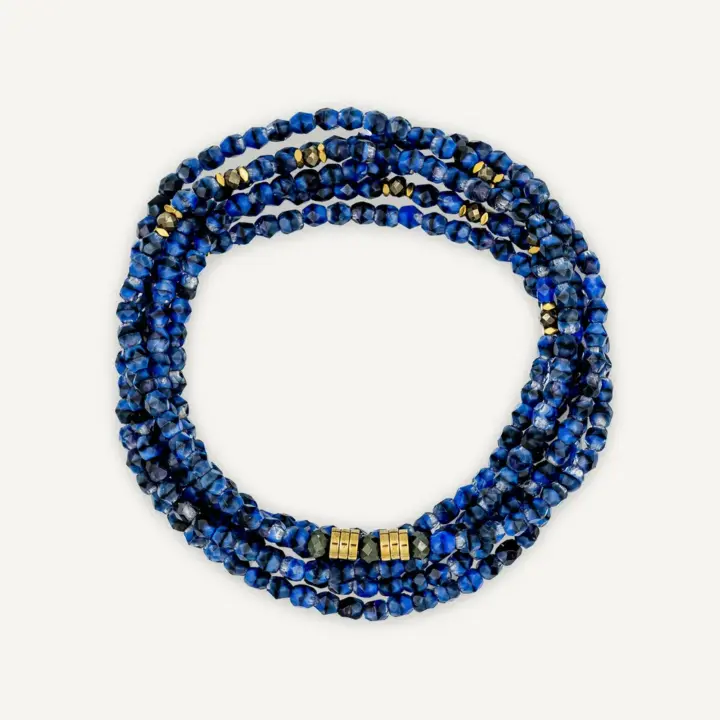 Collier Bracelet 6 Tours Gabrielle Denim Marbré – Têtes Blondes