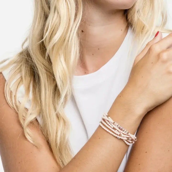 Collier Bracelet 6 Tours New Vir Rose Guimauve – Têtes Blondes