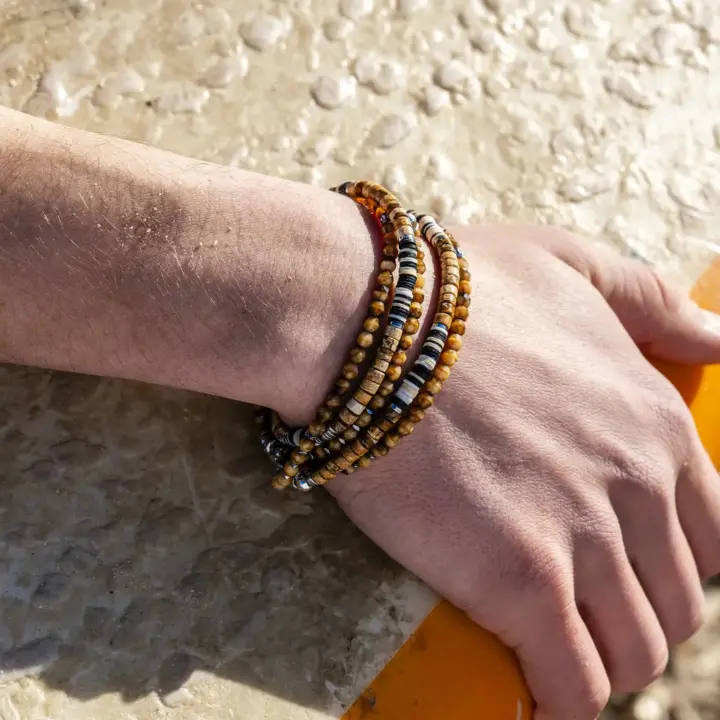 Collier Bracelet  2 Tours Sacha Caramel – Têtes Blondes