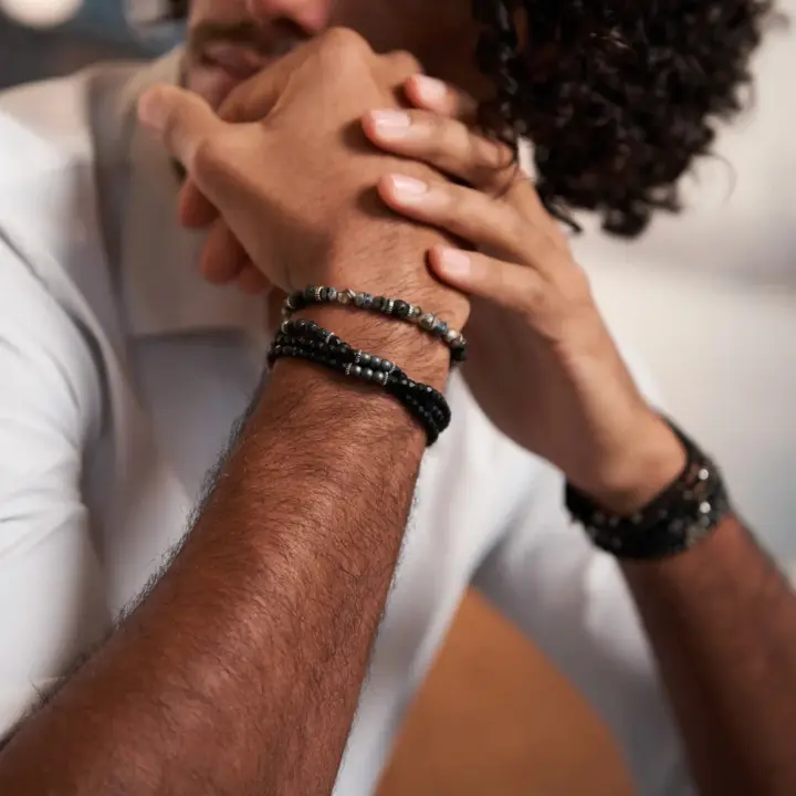 Bracelet Collier 3 tours Gentleman Silver Noir – Tête Blonde