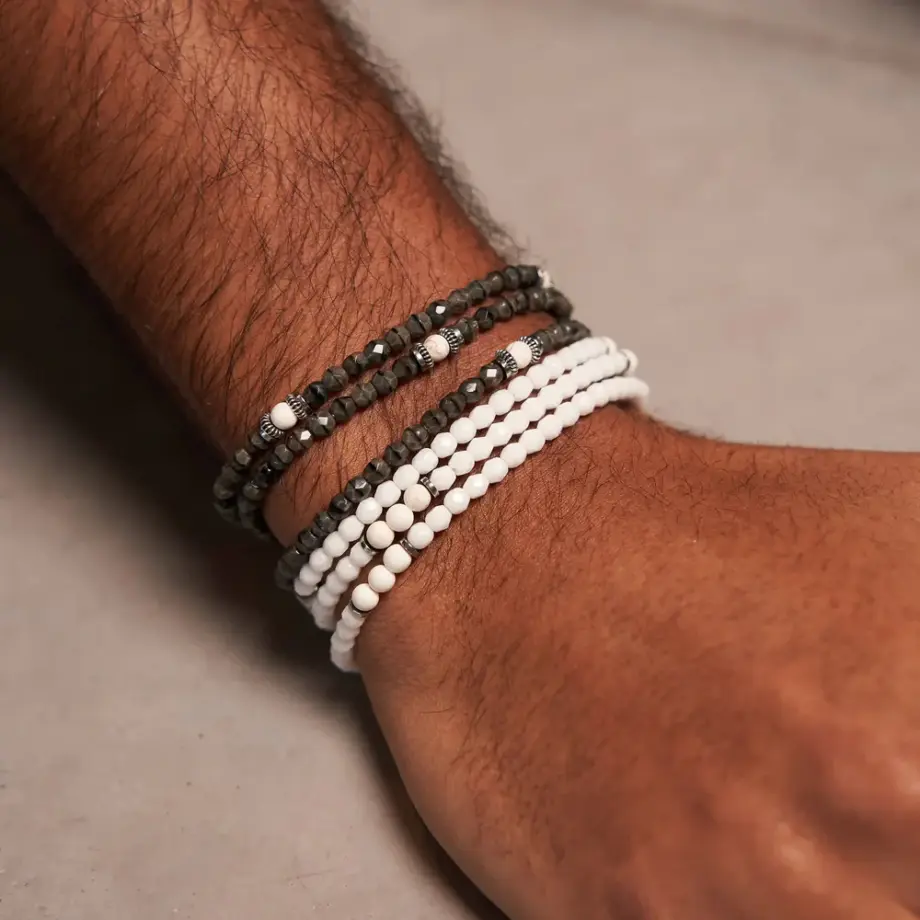 Bracelet Collier 3 tours Gentleman Silver Pepper Noir – Tête Blonde