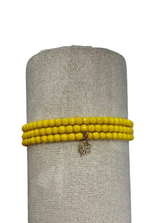 Bracelet 3 tours Jaune Néon Trèfles Doré – Têtes Blondes