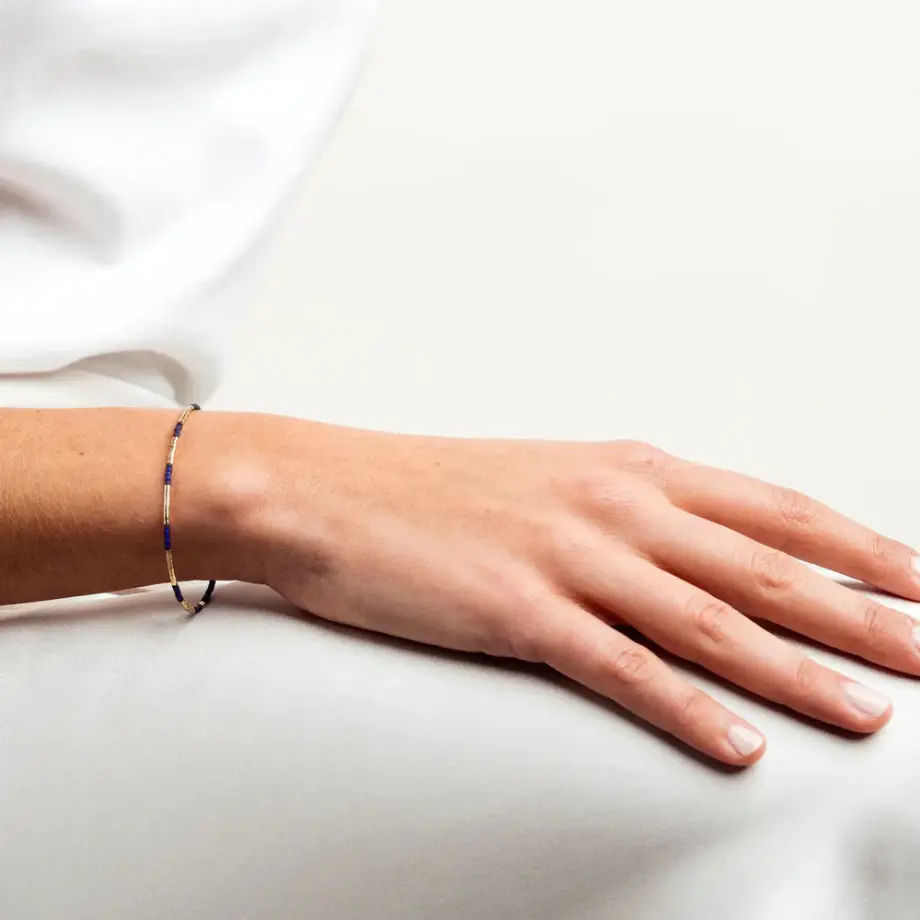 Bracelet 1 Tours Emma Bleu Cobalt – Têtes Blondes