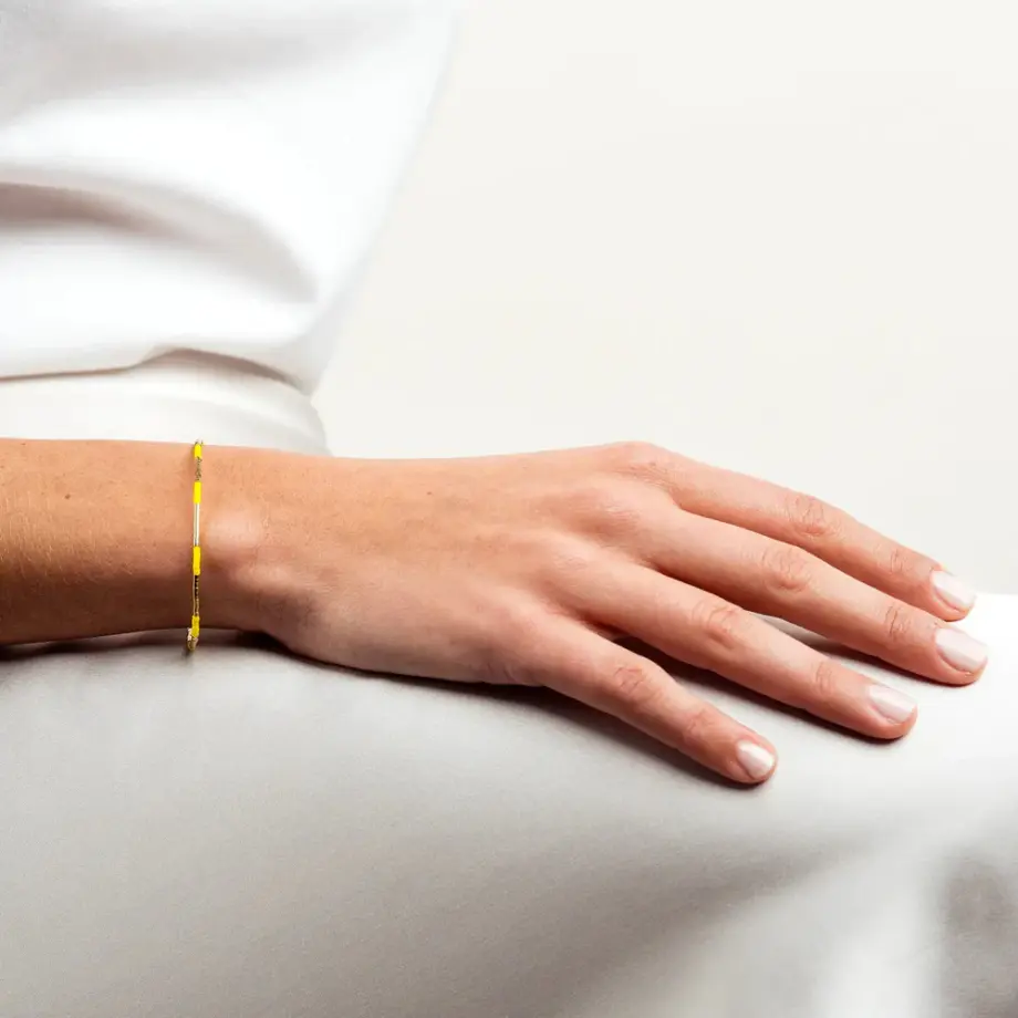 Bracelet 1 Tours Emma Jaune – Têtes Blondes