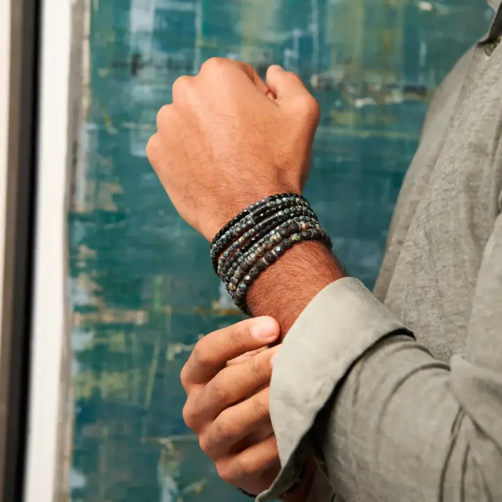 Bracelet Collier 3 tours Gentleman Noir Rock – Tête Blonde