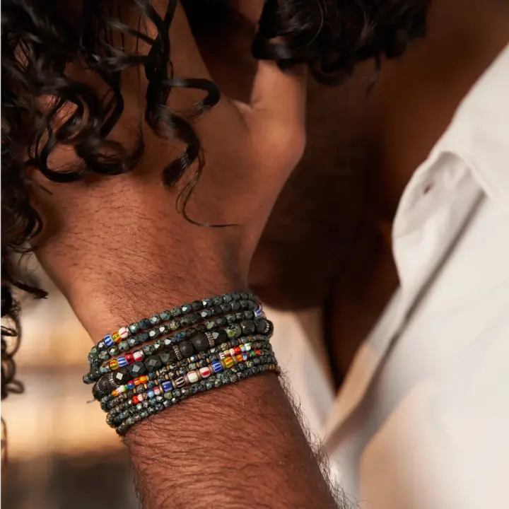 Bracelet 1 tour Gentleman XL Noir Rock  – Tête Blonde