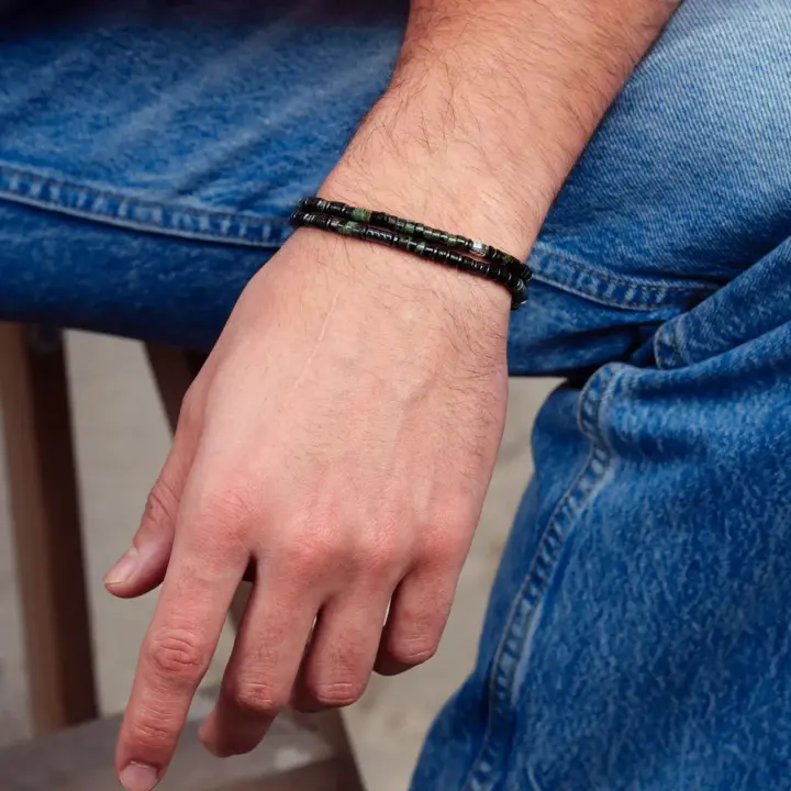 Collier Bracelet 2 Tours Lenny Jaspe Kambaba – Têtes Blondes