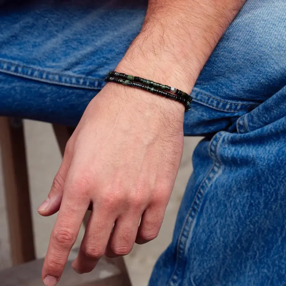 Collier Bracelet 2 Tours Lenny Jaspe Kambaba – Têtes Blondes
