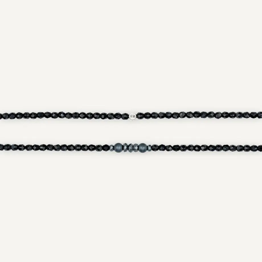 Collier Bracelet 6 Tours New Viro Noir Brillant- Têtes Blondes