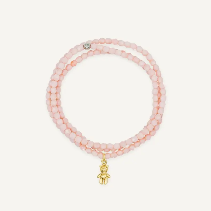 Bracelet 3 tours Rose Guimauve Doudou Dédé Doré – Têtes Blondes