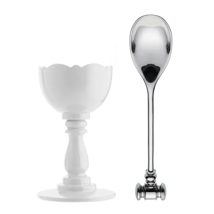 Coquetier avec cuillère ouvre-œuf Dressed Blanc – Alessi