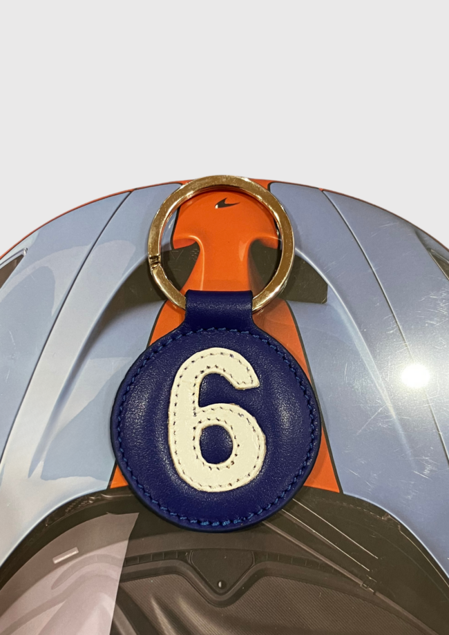 Porte-clés rond en cuir bleu et blanc 6 – E2R