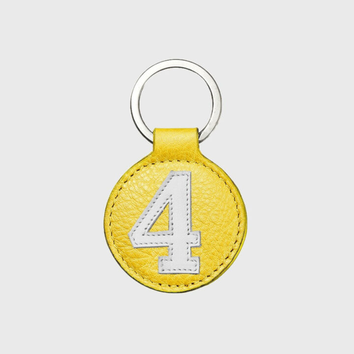 Porte-clés rond en cuir jaune et blanc 4 – E2R