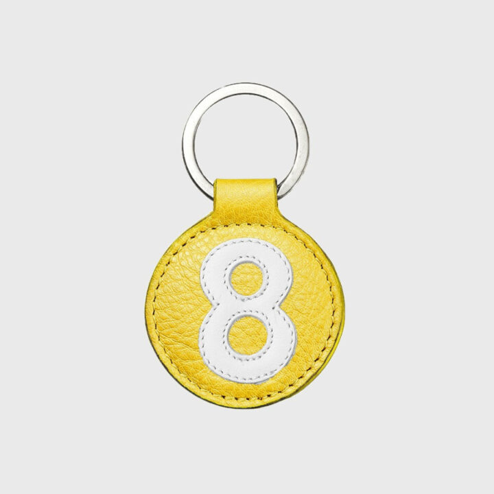Porte-clés rond en cuir jaune et blanc 8 – E2R