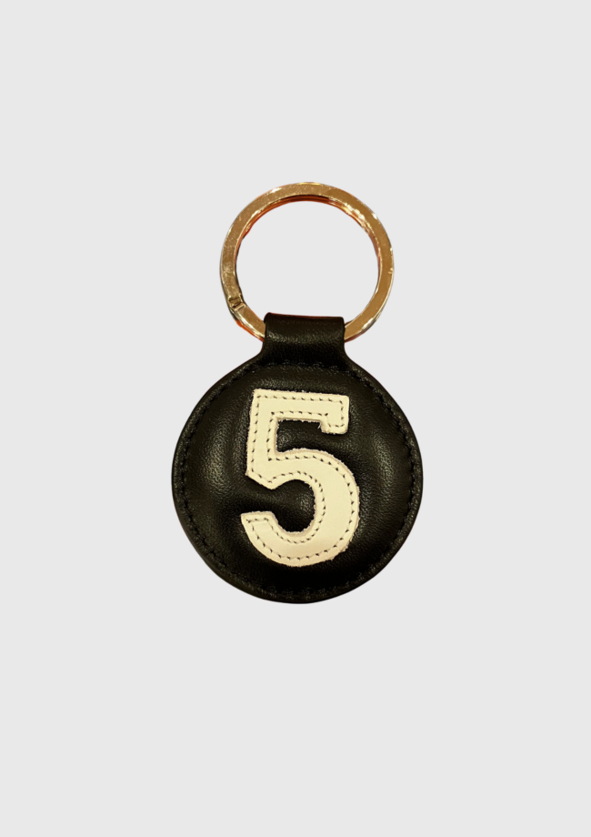 Porte-clés rond en cuir noir et blanc 5 – E2R