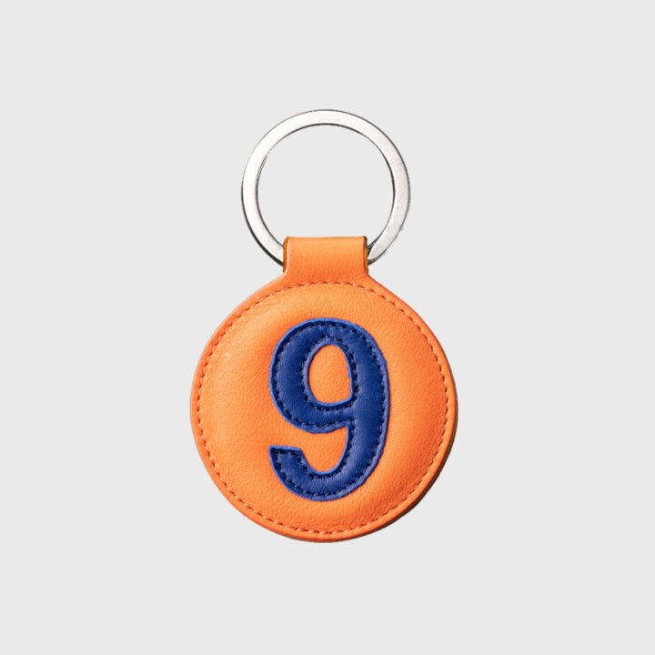 Porte-clés rond en cuir orange et bleu 9 – E2R