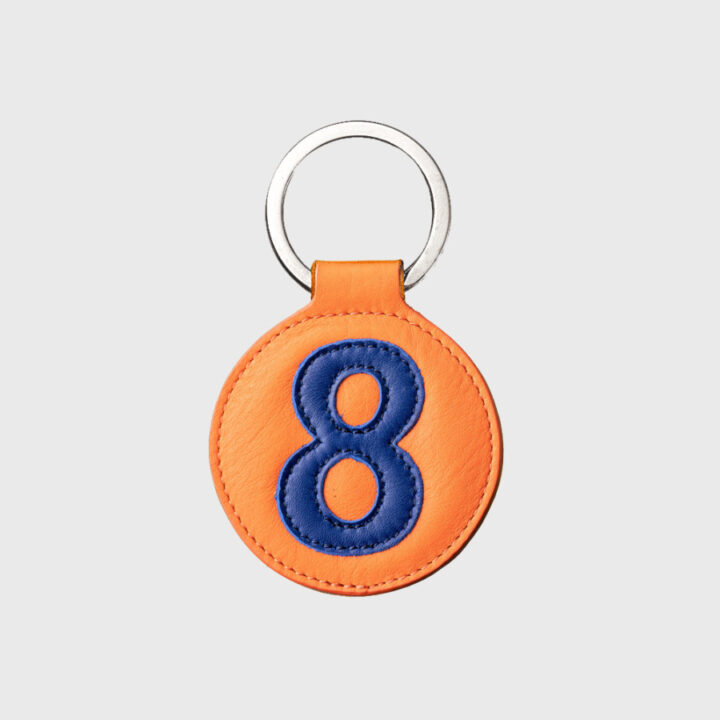 Porte-clés rond en cuir orange et bleu 8 – E2R