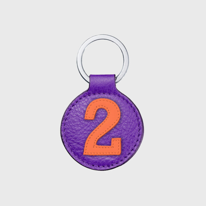 Porte-clés rond en cuir violet et orange 2 – E2R