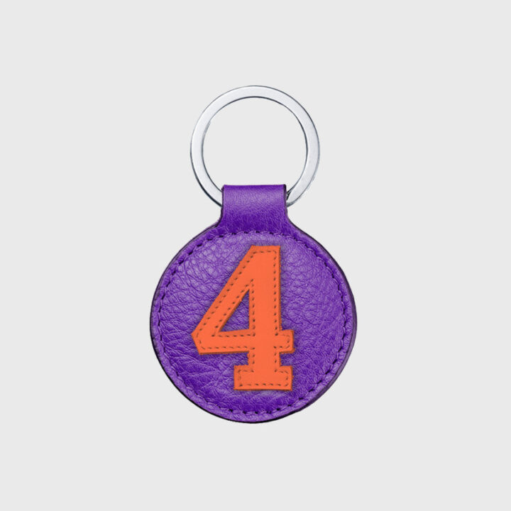 Porte-clés rond en cuir violet et orange 4 – E2R