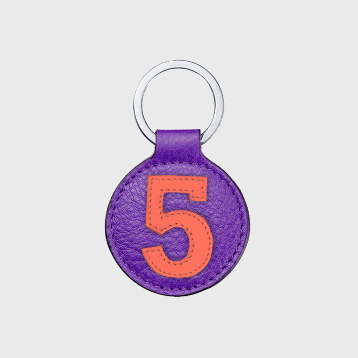 Porte-clés rond en cuir violet et orange 5 – E2R