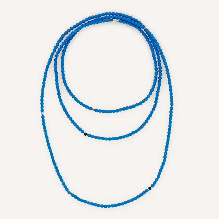 Collier Bracelet 6 Tours Anne Bleu Azur – Têtes Blondes