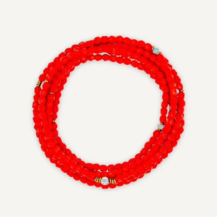 Bracelet 6 tours Anne Rouge – Têtes Blondes